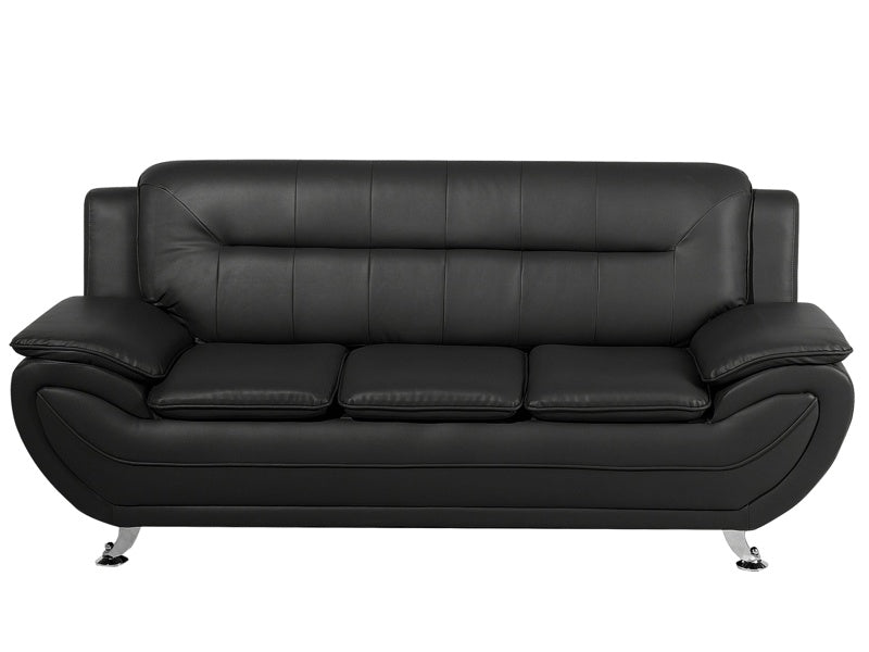 3 Seater Sofa Black Faux Leather Pillow Top Arms Modern Beliani