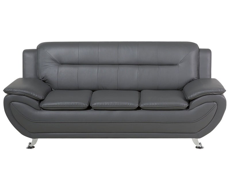 3 Seater Sofa Grey Faux Leather Pillow Top Arms Modern Beliani