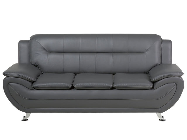 3 Seater Sofa Grey Faux Leather Pillow Top Arms Modern Beliani