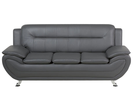 3 Seater Sofa Grey Faux Leather Pillow Top Arms Modern Beliani