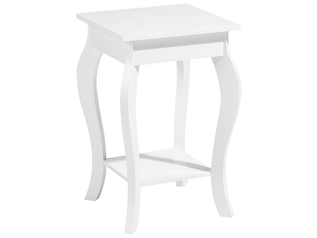 Side Table White 42 x 42 cm with Storage Shelf Ornate Cabriole Legs Vintage Beliani