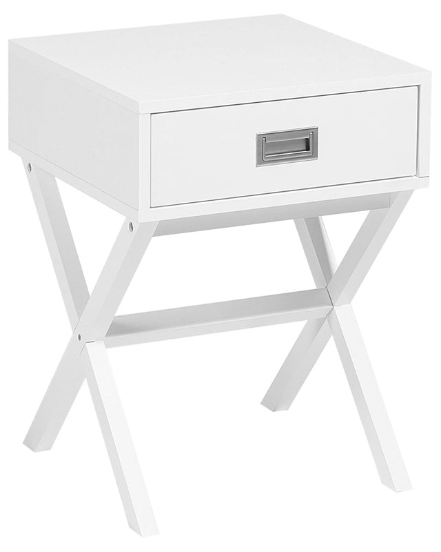 Bedside Table White Rectangular Top Storage Drawer Wooden Legs Scandinavian Beliani