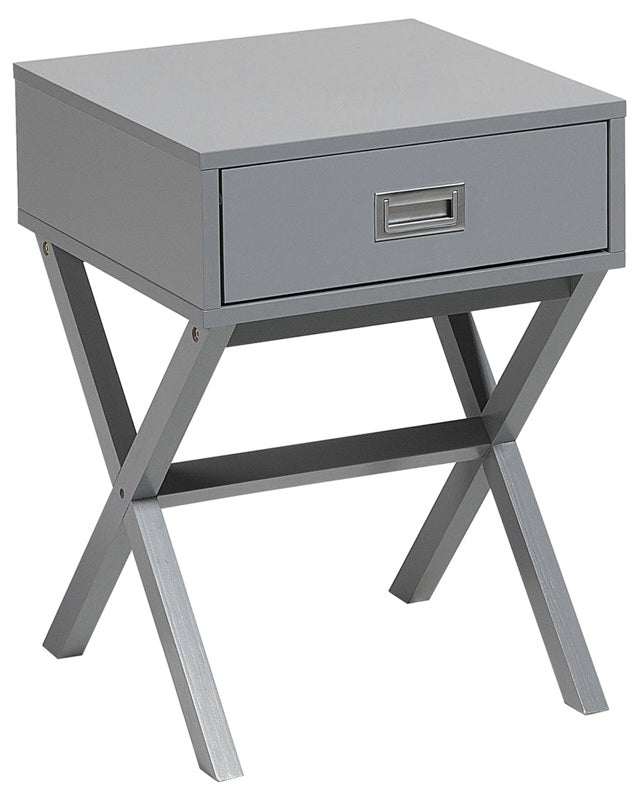 Bedside Table Grey Rectangular Top Storage Drawer Wooden Legs Scandinavian Beliani