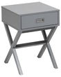 Bedside Table Grey Rectangular Top Storage Drawer Wooden Legs Scandinavian Beliani