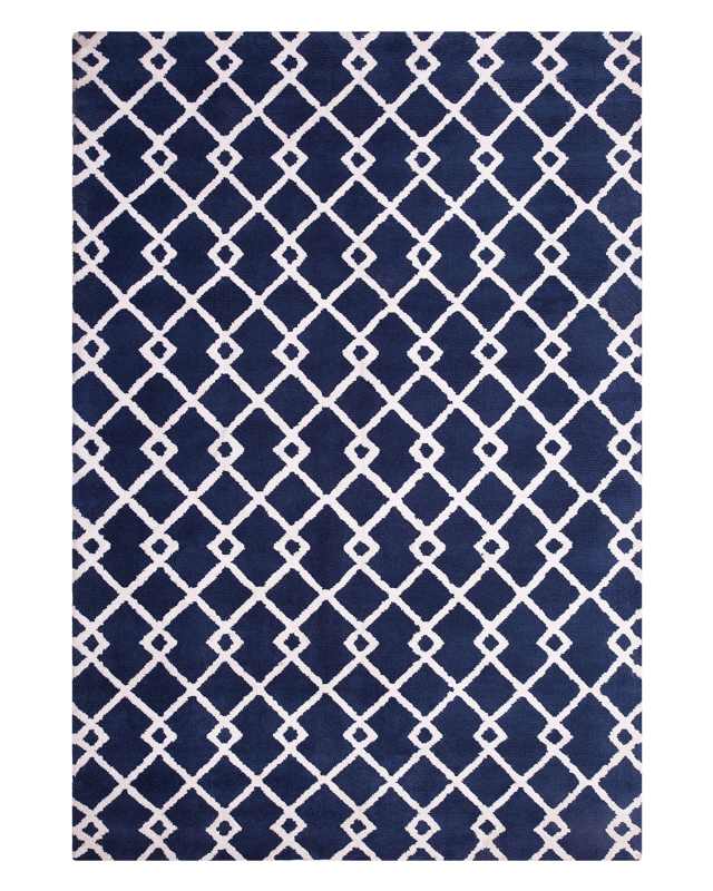 Area Rug Blue Fabric 140 x 200 cm Geometric Rectangular Modern Beliani