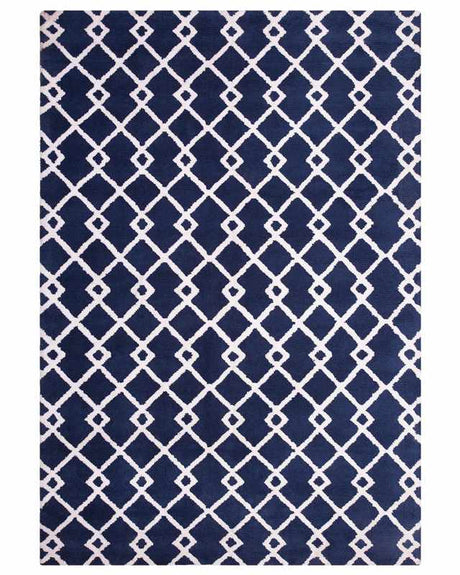 Area Rug Blue Fabric 160 x 230 cm Geometric Rectangular Modern Beliani