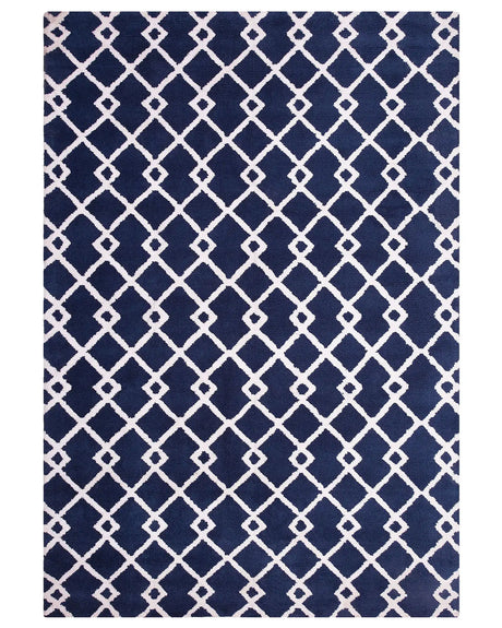 Area Rug Blue Fabric 160 x 230 cm Geometric Rectangular Modern Beliani