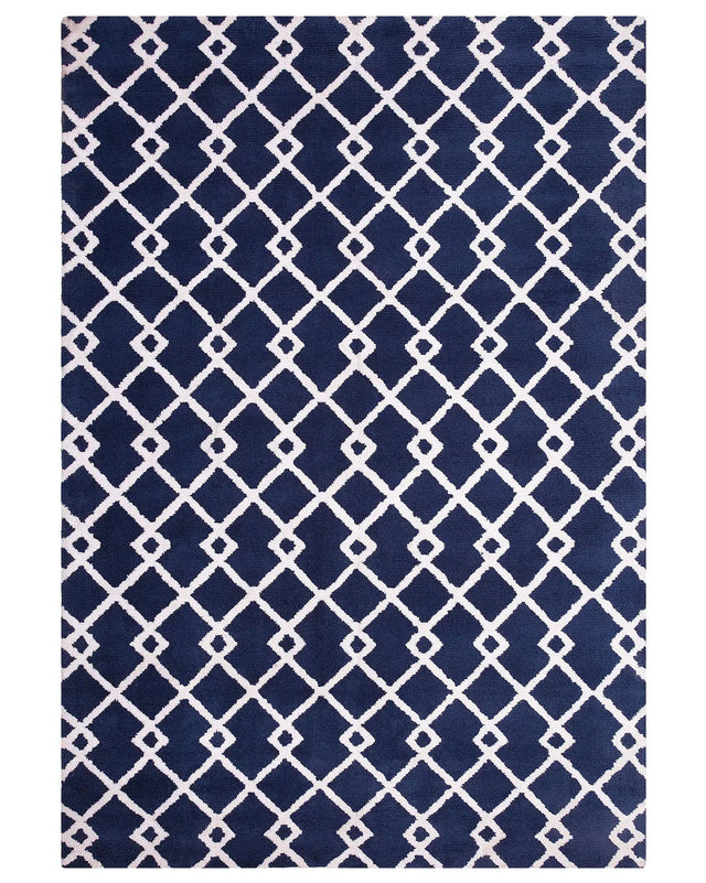 Area Rug Blue Fabric 160 x 230 cm Geometric Rectangular Modern Beliani