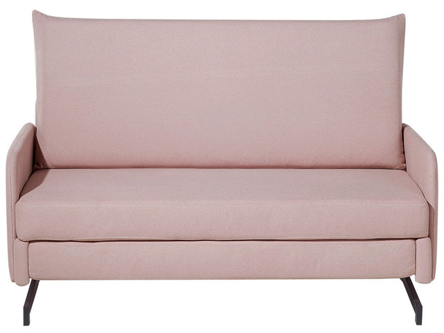 Sofa Bed Pink Fabric 2 Seater Modern Living Room Beliani