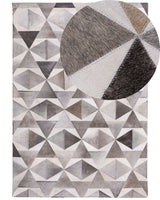 Area Rug Grey Leather 160 x 230 cm Patchwork Cowhide Geometric Rectangular Modern Beliani