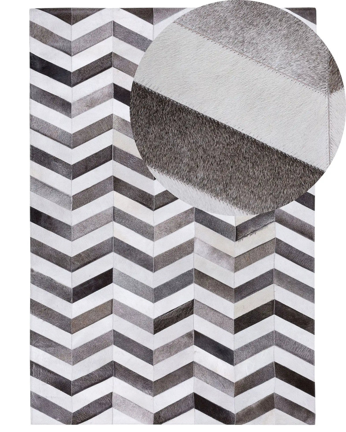 Area Rug Grey Leather 140 x 200 cm Patchwork Cowhide Zigzag Rectangular Modern Beliani