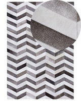 Area Rug Grey Leather 140 x 200 cm Patchwork Cowhide Zigzag Rectangular Modern Beliani