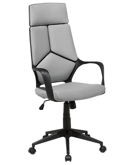 Office Chair Grey and Black Fabric Swivel Desk Computer Adjustable Seat Reclining Backrest Beliani