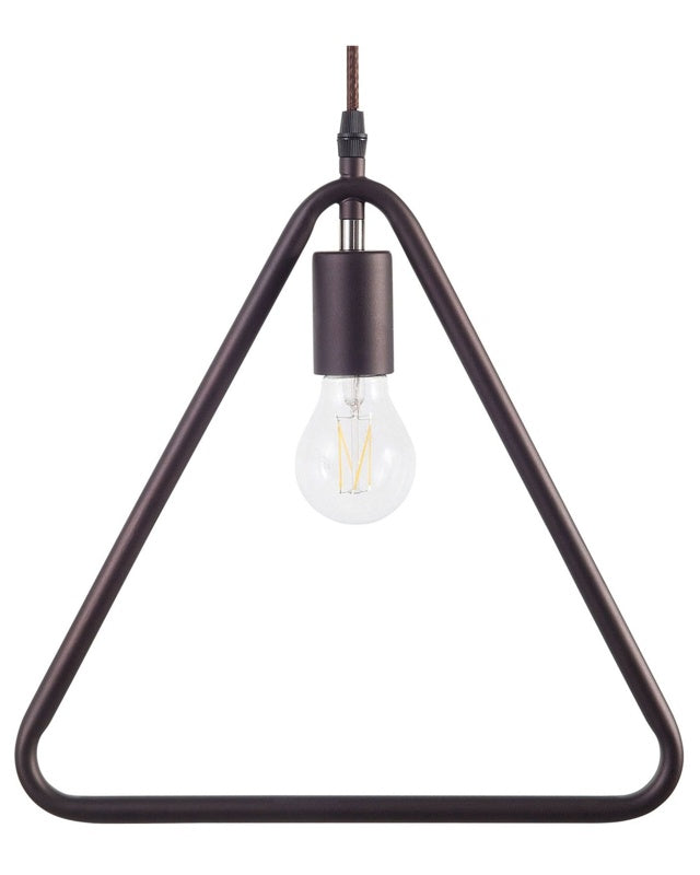 Ceiling Lamp Brown Metal 183 cm Triangle Shade Pendant Industrial Beliani