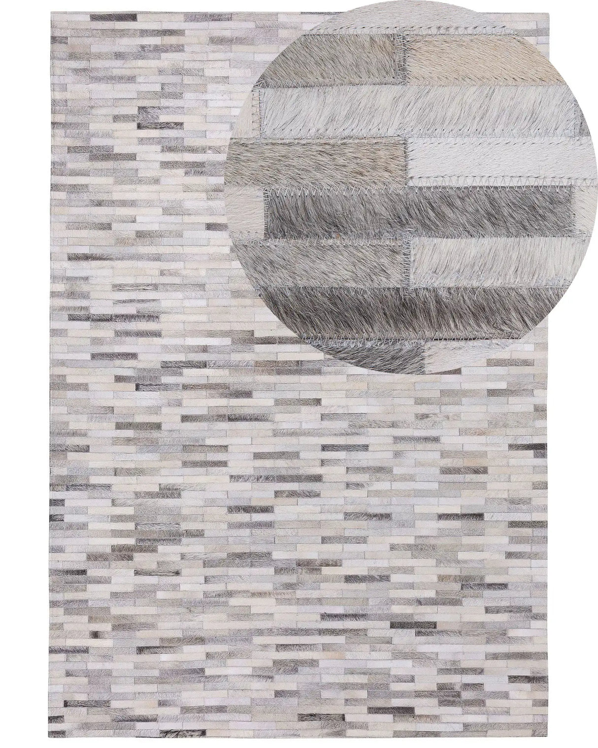 Area Rug Grey Leather 140 x 200 cm Patchwork Cowhide Rectangular Modern Beliani
