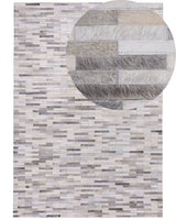 Area Rug Grey Leather 160 x 230 cm Patchwork Cowhide Rectangular Modern Beliani