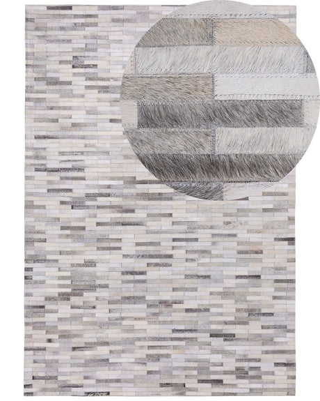 Area Rug Grey Leather 160 x 230 cm Patchwork Cowhide Rectangular Modern Beliani