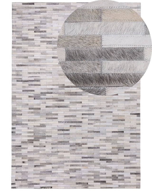 Area Rug Grey Leather 160 x 230 cm Patchwork Cowhide Rectangular Modern Beliani