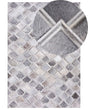 Area Rug Grey Leather 140 x 200 cm Patchwork Cowhide Geometric Rectangular Modern Beliani