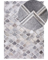 Area Rug Grey Leather 160 x 230 cm Patchwork Cowhide Geometric Rectangular Modern Beliani