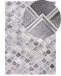 Area Rug Grey Leather 160 x 230 cm Patchwork Cowhide Geometric Rectangular Modern Beliani
