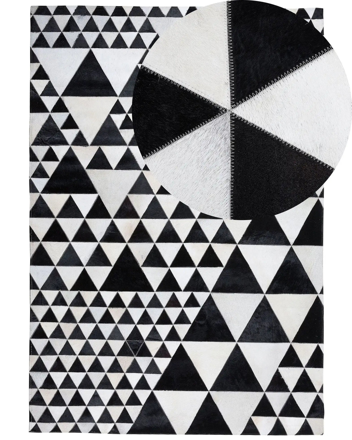 Rug Black and White Leather 140 x 200 cm Handcrafted Modern Beliani