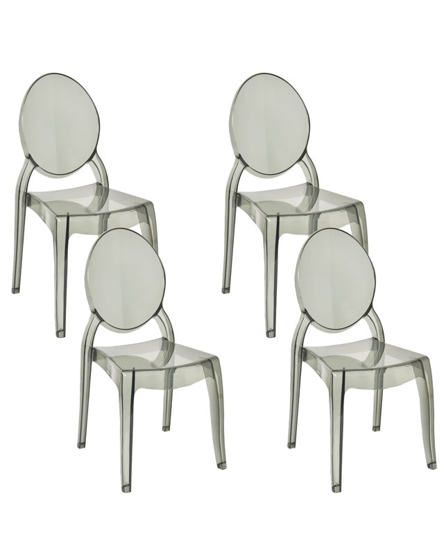 Set of 4 Dining Chairs Black Transparent Synthetic Material Solid Back Armless Stackable Vintage Modern Design Beliani