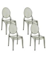 Set of 4 Dining Chairs Black Transparent Synthetic Material Solid Back Armless Stackable Vintage Modern Design Beliani