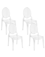 Set of 4 Dining Chairs Transparent Synthetic Material Solid Back Armless Stackable Vintage Modern Design Beliani