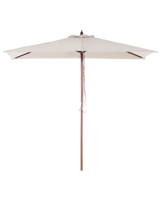 Garden Sun Parasol Beige Fabric Birch Wood 244 cm Weather Resistant Beliani