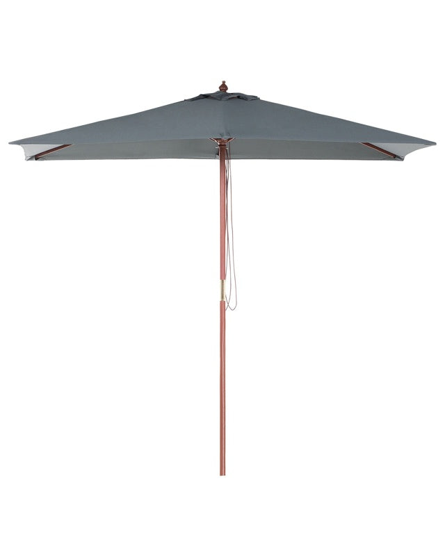 Garden Sun Parasol Grey Fabric Birch Wood 244 cm Weather Resistant Beliani