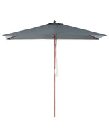 Garden Sun Parasol Grey Fabric Birch Wood 244 cm Weather Resistant Beliani