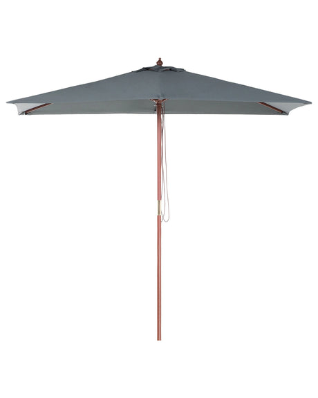 Garden Sun Parasol Grey Fabric Birch Wood 244 cm Weather Resistant Beliani
