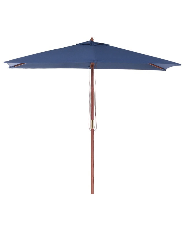 Garden Sun Parasol Blue Fabric Birch Wood 244 cm Weather Resistant Beliani