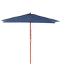 Garden Sun Parasol Blue Fabric Birch Wood 244 cm Weather Resistant Beliani