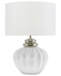 Table Lamp Bedside Off-White Ceramic Base Polycotton Drum Round Shade Beliani