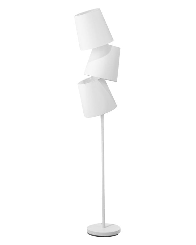 Floor Lamp White Fabric and Metal 164 cm 3-Light Adjustable Modern Beliani