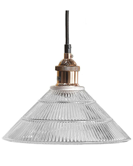 Pendant Lamp Transparent Glass Copper Vintage Industrial Ceiling Light Beliani