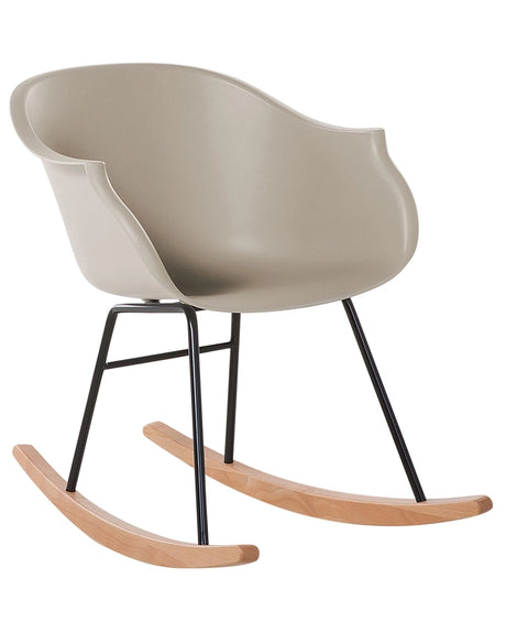 Rocking Chair Beige Synthetic Material Metal Legs Shell Seat Solid Wood Skates Modern Style Beliani