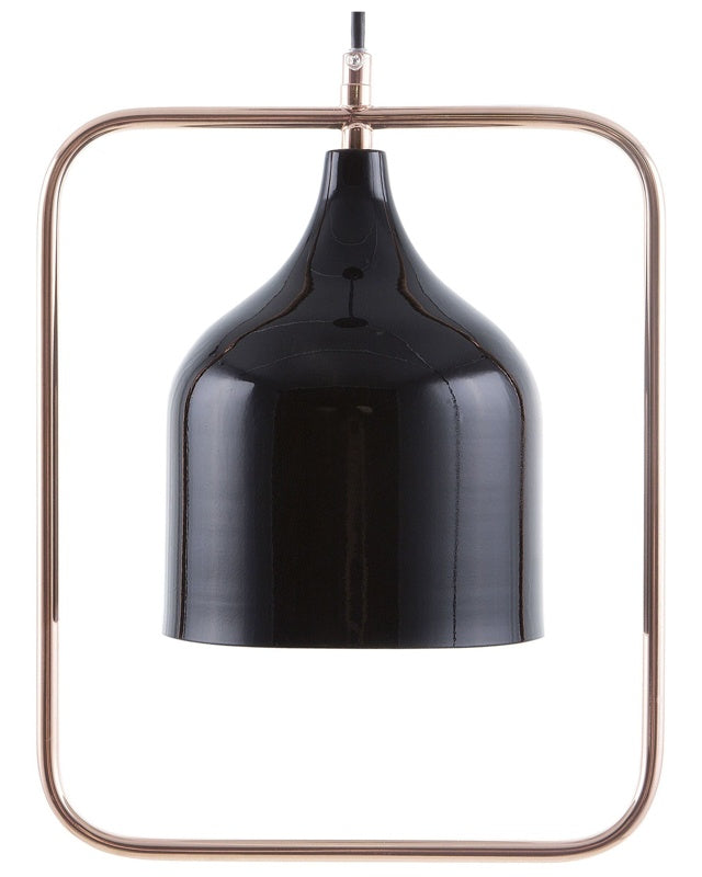 Ceiling Lamp Black Metal 121 cm Pendant Copper Frame Industrial Beliani