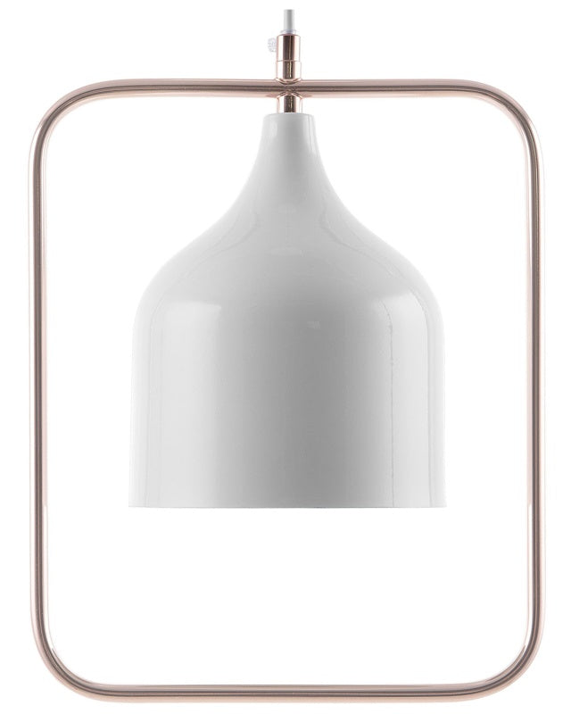 Ceiling Lamp White Metal 121 cm Pendant Copper Frame Industrial Beliani