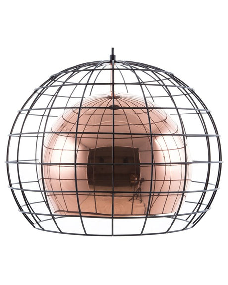 Ceiling Lamp Copper Metal 128 cm Pendant Cage Shade Industrial Beliani