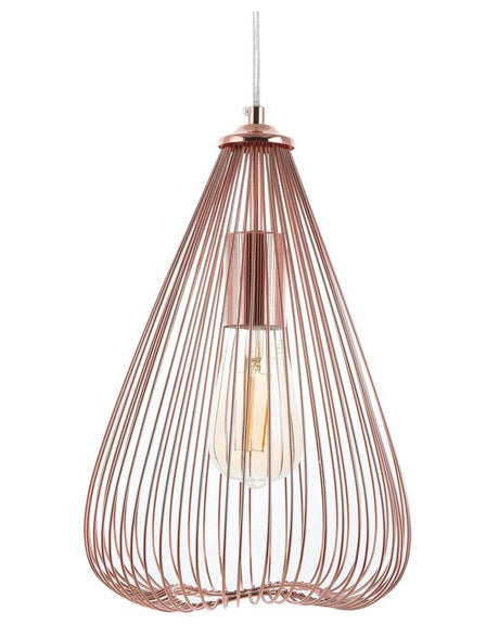 Hanging Light Pendant Lamp Copper Wire Geometric Cage Shade Metal Industrial Design Beliani