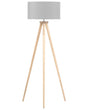 Floor Lamp Grey Polycotton 142H cm Oak Light Wood Tripod Legs Drum Shade Modern Beliani