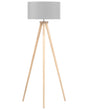 Floor Lamp Grey Polycotton 142H cm Oak Light Wood Tripod Legs Drum Shade Modern Beliani