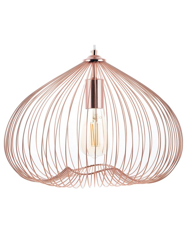 1-Light Pendant Ceiling Copper Metal Shade Cage Wire Industrial Beliani