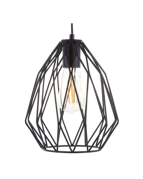 1-Light Pendant Ceiling Lamp Black Cage Wire Shade Openwork Industrial Beliani