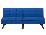 Sofa Bed Cobalt Blue 3-Seater Quilted Upholstery Click Clack Split Back Metal Legs Beliani