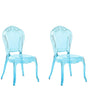 Set of 2 Dining Chairs Blue Transparent Acrylic Solid Back Armless Stackable Vintage Modern Design Beliani