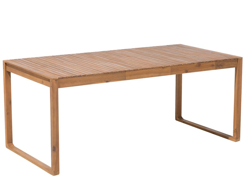 Garden Dining Table Light Acacia Wood 180 x 90 cm Rectangular Top Rustic Style Beliani